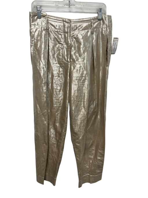 Forte_Forte Size Est M Champagne Gold Viscose Blend High Rise Shimmer Pants Champagne Gold / Est M