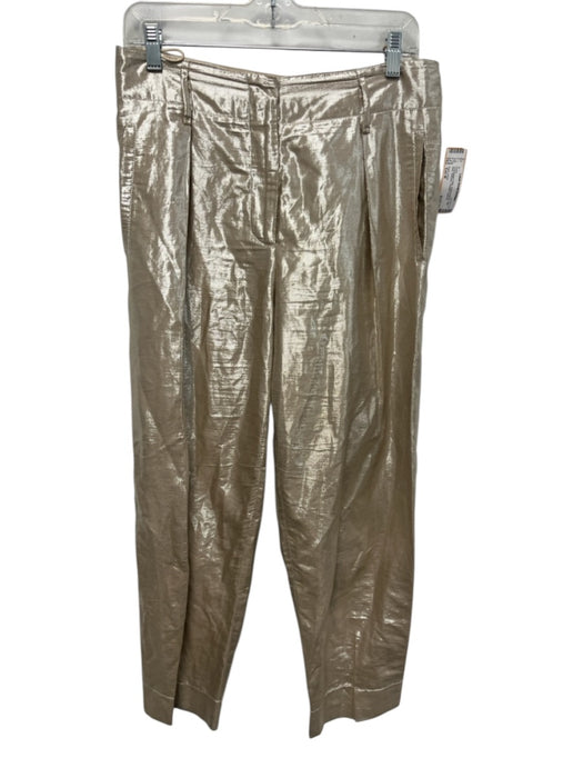 Forte_Forte Size Est M Champagne Gold Viscose Blend High Rise Shimmer Pants Champagne Gold / Est M