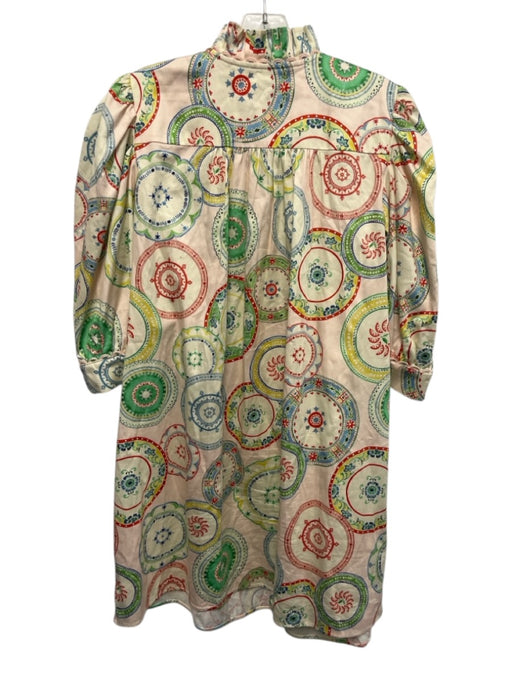 Alden Adair Size M Green & Red Cotton Multi Color Ruffle Collar V Neck Dress Green & Red / M