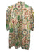 Alden Adair Size M Green & Red Cotton Multi Color Ruffle Collar V Neck Dress Green & Red / M