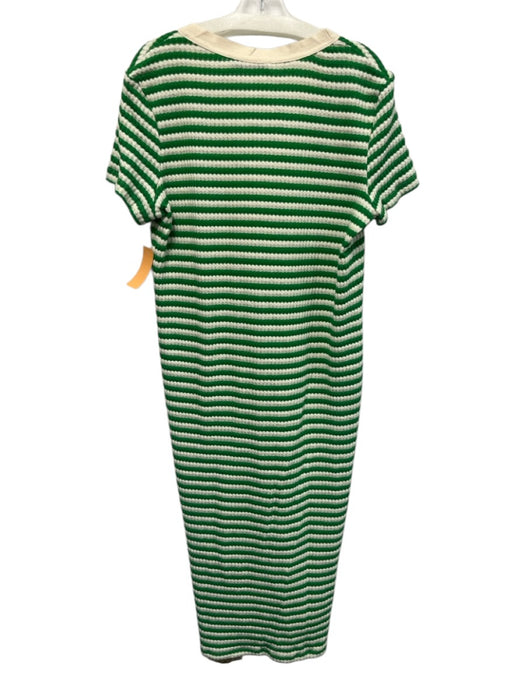 Mango Size XXL Green & White Cotton & Polyester Knit Striped Maxi Dress Green & White / XXL