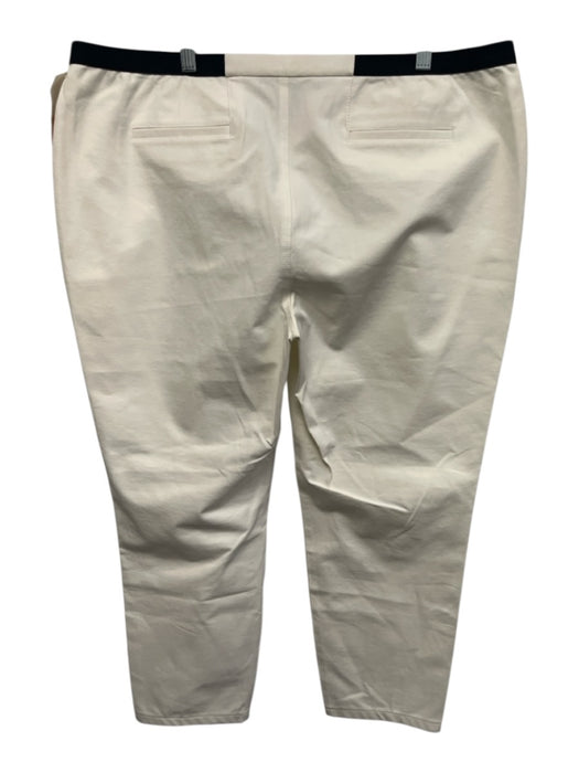 Lafayette 148 Size XXL White & Animal Cotton Straight Leg Black Waistband Pants White & Animal / XXL