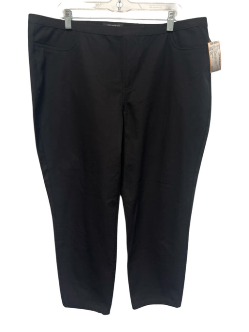 Lafayette 148 Size XXL Black Cotton Straight Leg Waistband Detail Pants Black / XXL