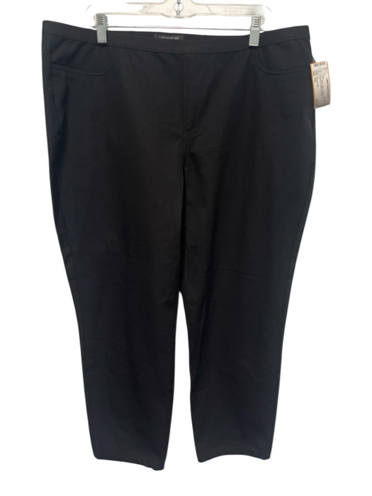 Lafayette 148 Size XXL Black Cotton Straight Leg Waistband Detail Pants Black / XXL