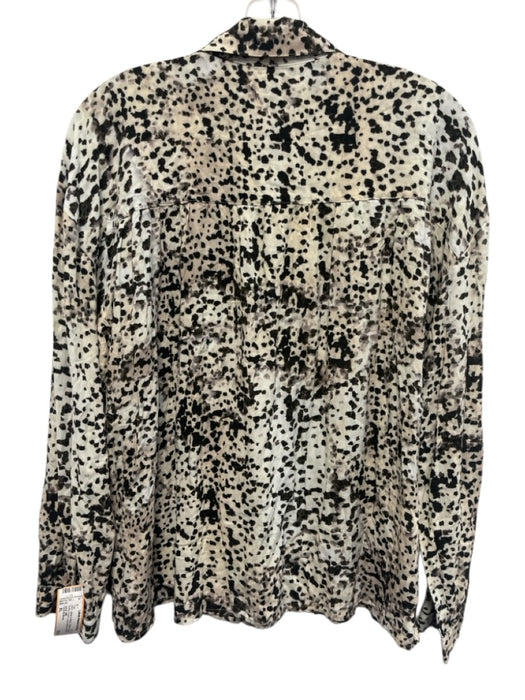 Cloth & Stone Size XL White & Black Rayon Spotted Button Down Long Sleeve Top White & Black / XL