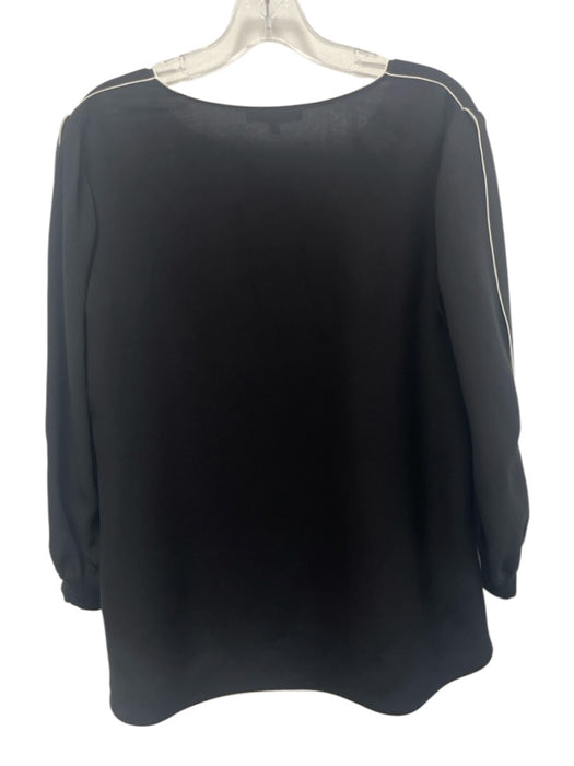 Lafayette 148 Size M Black & White Missing Fabric Tag Contrast Trim Top Black & White / M