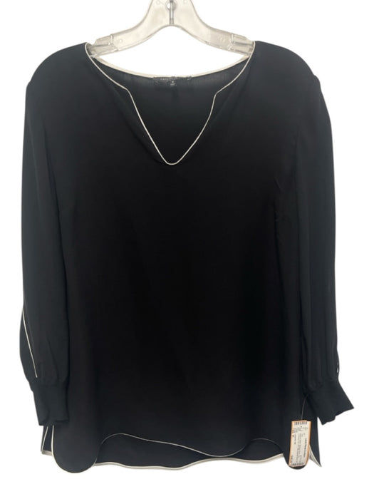 Lafayette 148 Size M Black & White Missing Fabric Tag Contrast Trim Top Black & White / M