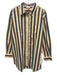 Tuckernuck Size M Beige, Navy & Brown Cotton Seersucker Striped Button Up Top Beige, Navy & Brown / M