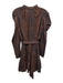 Anna Cate Size M Brown & Black Cotton Long Sleeve Animal Print V Neck Mini Dress Brown & Black / M