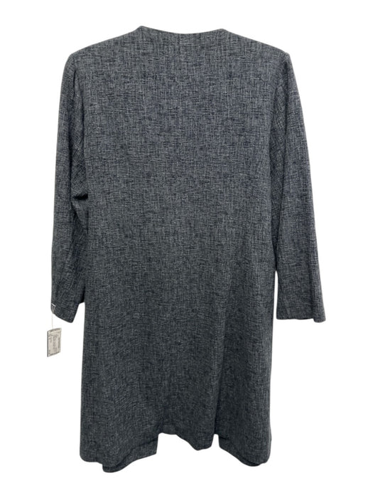 Eileen Fisher Size M Gray & Black Cotton Blend Open Front Crosshatch Trench Coat Gray & Black / M