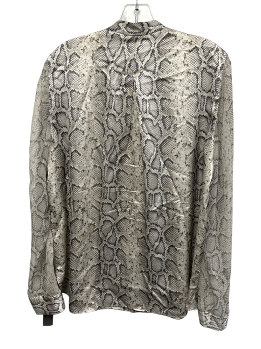 Elie Tahari Size L Gray, Black, White Silk Long Sleeve Snake Print Button up Top Gray, Black, White / L