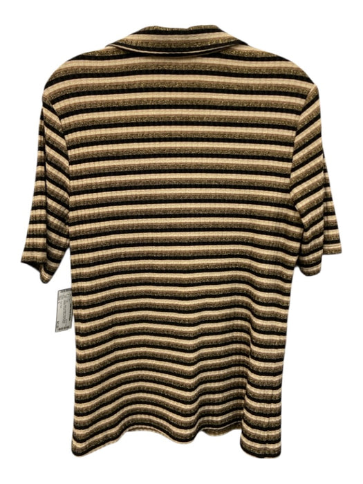 Trina Turk Size L Brown, Black & Beige Viscose Blend Metallic Thread Striped Top Brown, Black & Beige / L