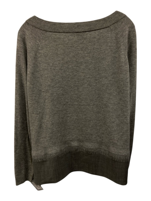 Lafayette 148 Size M Gray Wool Knit Heathered Fabric Block Wide Neck Sweater Gray / M