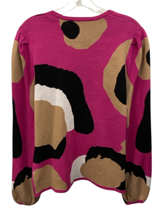 Emily McCarthy Size M Pink, Black & Beige Viscose Blend Knit Abstract Sweater Pink, Black & Beige / M