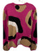 Emily McCarthy Size M Pink, Black & Beige Viscose Blend Knit Abstract Sweater Pink, Black & Beige / M