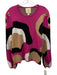 Emily McCarthy Size M Pink, Black & Beige Viscose Blend Knit Abstract Sweater Pink, Black & Beige / M
