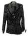 Bobby Macc Size S Black Cotton Blend Velvet Sequined Feather Wrist Jacket Black / S