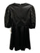 Shoshanna Size 2 Black PU Leather 1/2 Balloon Sleeve Eyelet V Neck Dress Black / 2
