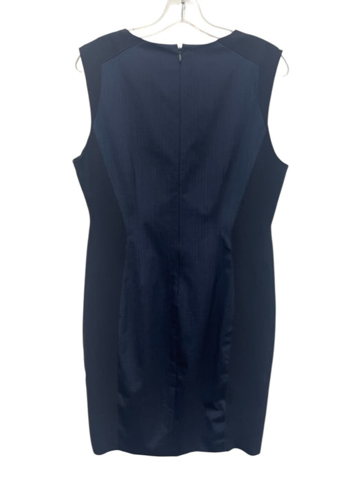 Elie Tahari Size 14 Navy Blue Polyester & Wool Sleeveless V Neck Dress Navy Blue / 14