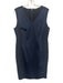 Elie Tahari Size 14 Navy Blue Polyester & Wool Sleeveless V Neck Dress Navy Blue / 14