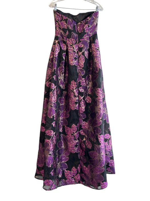 Lulus Size Small Purple & Gold Polyester Metallic Accent Strapless Back Zip Gown Purple & Gold / Small