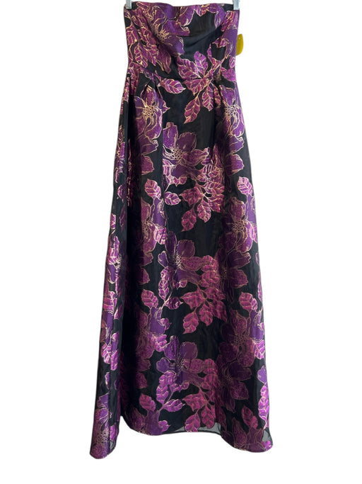 Lulus Size Small Purple & Gold Polyester Metallic Accent Strapless Back Zip Gown Purple & Gold / Small