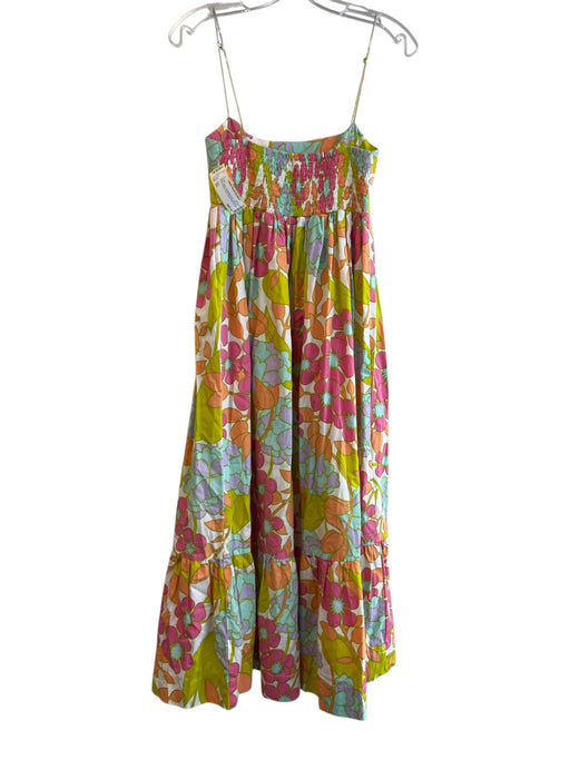 S/W/F Size XS Multi Cotton Spaghetti Strap Abstract Floral Ankle Length Dress Multi / XS