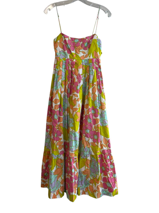 S/W/F Size XS Multi Cotton Spaghetti Strap Abstract Floral Ankle Length Dress Multi / XS