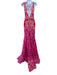 Jovani Size 0 Hot pink Sequin Embellished Sleeveless Mesh Panel Gown Hot pink / 0