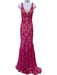 Jovani Size 0 Hot pink Sequin Embellished Sleeveless Mesh Panel Gown Hot pink / 0