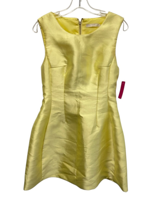 Vera & Lucy Size M Yellow Polyester Sleeveless Wide Neck Satin Zip Back Dress Yellow / M