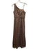 Adrianna Papell Size 4 Brown No Fabric Tag Sequined One Shoulder Zip Close Gown Brown / 4