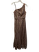 Adrianna Papell Size 4 Brown No Fabric Tag Sequined One Shoulder Zip Close Gown Brown / 4