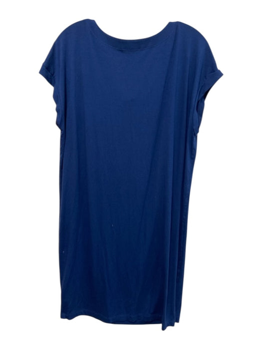 Eileen Fisher Size M Navy Rayon Blend Sleeveless Cowl Neck Knee Length Dress Navy / M