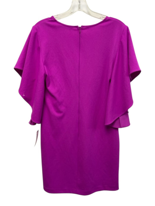 Trina Turk Size 4 Purple Polyester V Neck Flutter Sleeve Zip Back Mini Dress Purple / 4