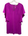 Trina Turk Size 4 Purple Polyester V Neck Flutter Sleeve Zip Back Mini Dress Purple / 4