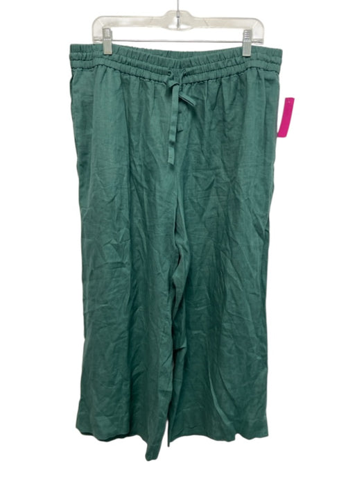 J Crew Size XL Green Linen Drawstring Waist Trouser Pants Green / XL