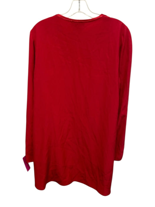 Lafayette 148 Size 12 Red Silk Keyhole Front Long Sleeve Top Red / 12