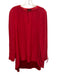 Lafayette 148 Size 12 Red Silk Keyhole Front Long Sleeve Top Red / 12
