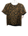 T Tahari Size XS Black & Brown Button Back Mesh Short Sleeve Top Black & Brown / XS