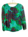 J Crew Size 00 Turquiose Silk Keyhole Back Printed Long Sleeve Top Turquiose / 00