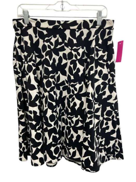 Cynthia Rowley Size M Black & White Nylon Elastic Waist Printed Pockets Skirt Black & White / M