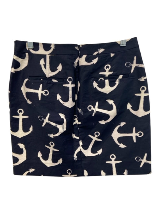 J Crew Size 4 Navy & white Cotton Blend Printed Zip Back Skirt Navy & white / 4