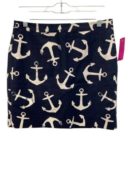 J Crew Size 4 Navy & white Cotton Blend Printed Zip Back Skirt Navy & white / 4