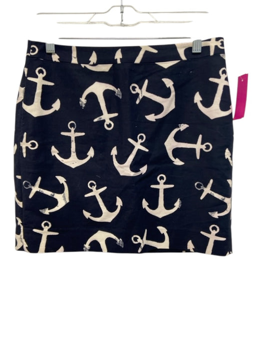 J Crew Size 4 Navy & white Cotton Blend Printed Zip Back Skirt Navy & white / 4