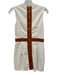 Mooyius Size S white & tan Faux Leather Sleeveless Back Zip Leather Trim Gown white & tan / S