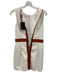 Mooyius Size S white & tan Faux Leather Sleeveless Back Zip Leather Trim Gown white & tan / S