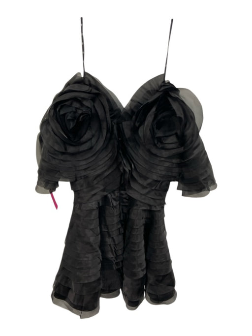 Aje. Size 12 Black Polyester Cutout Ruffle Mini Dress Black / 12