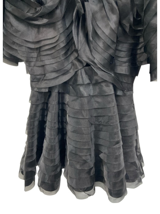 Aje. Size 12 Black Polyester Cutout Ruffle Mini Dress Black / 12