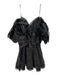 Aje. Size 12 Black Polyester Cutout Ruffle Mini Dress Black / 12